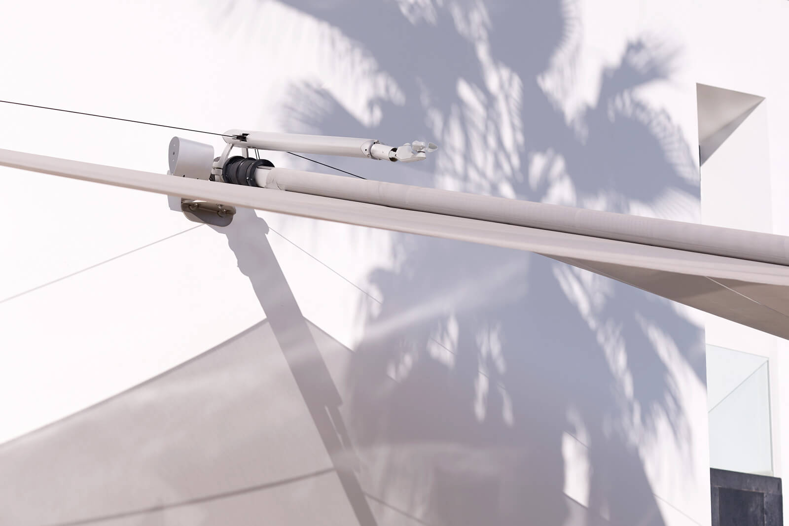 Patented anemometer and radio-controlled drive for automatic SunSquare sail retraction, Mallorca